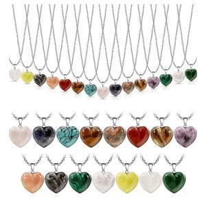 15 Types Heart Shape Crystal Necklace Heart Shaped Crystal Charms Heart Pendants